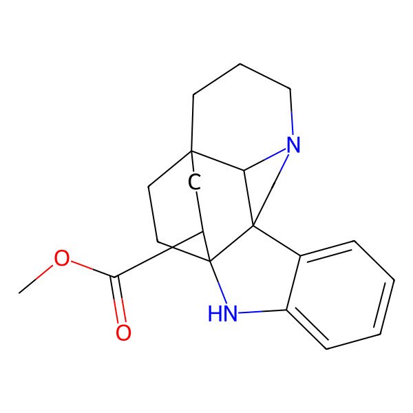 2D Structure of methyl (1R,9R,16R,18S,21R)-2,12-diazahexacyclo[14.2.2.19,12.01,9.03,8.016,21]henicosa-3,5,7-triene-18-carboxylate