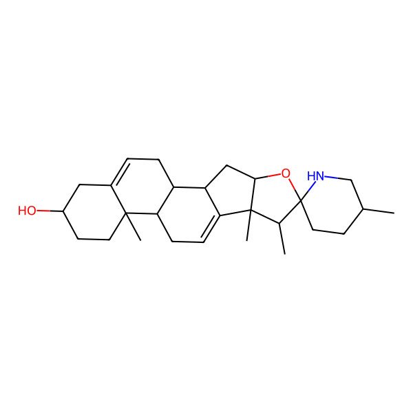 2D Structure of 5',7,8,13-Tetramethylspiro[5-oxapentacyclo[10.8.0.02,9.04,8.013,18]icosa-9,18-diene-6,2'-piperidine]-16-ol