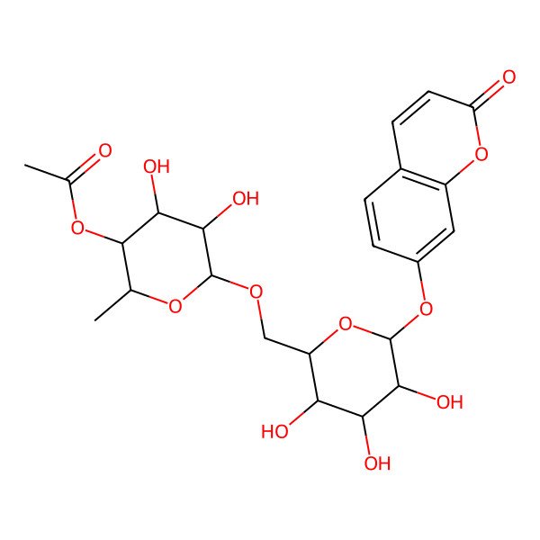 2D Structure of [4,5-Dihydroxy-2-methyl-6-[[3,4,5-trihydroxy-6-(2-oxochromen-7-yl)oxyoxan-2-yl]methoxy]oxan-3-yl] acetate