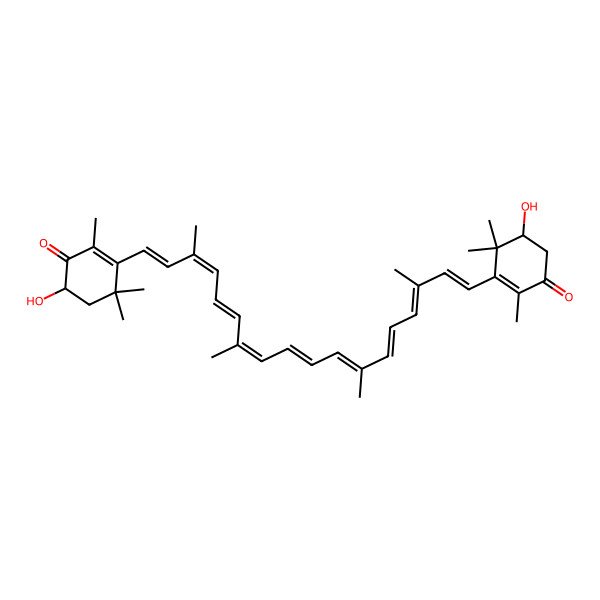 2D Structure of (5R)-5-hydroxy-3-[(1E,3E,5E,7E,9E,11E,13E,15E,17E)-18-[(4R)-4-hydroxy-2,6,6-trimethyl-3-oxocyclohexen-1-yl]-3,7,12,16-tetramethyloctadeca-1,3,5,7,9,11,13,15,17-nonaenyl]-2,4,4-trimethylcyclohex-2-en-1-one
