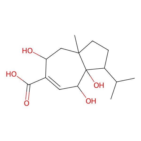 2D Structure of (1R,3aR,5S,8S,8aR)-5,8,8a-trihydroxy-3a-methyl-1-propan-2-yl-1,2,3,4,5,8-hexahydroazulene-6-carboxylic acid