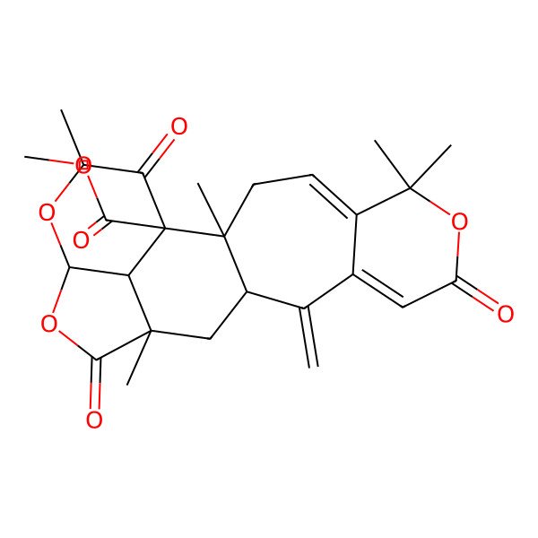 2D Structure of Methyl 2,6,6,14,19-pentamethyl-11-methylidene-8,15,20-trioxo-7,16,18-trioxapentacyclo[12.6.1.02,12.05,10.017,21]henicosa-4,9-diene-1-carboxylate