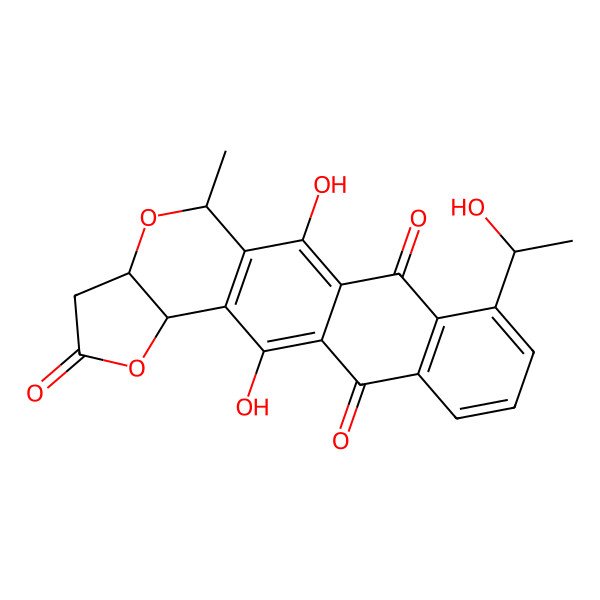 2D Structure of 2,12-Dihydroxy-16-(1-hydroxyethyl)-10-methyl-5,9-dioxapentacyclo[11.8.0.03,11.04,8.015,20]henicosa-1,3(11),12,15(20),16,18-hexaene-6,14,21-trione