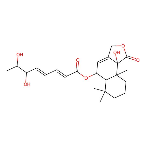2D Structure of [(5R,5aS,9aS,9bS)-9b-hydroxy-6,6,9a-trimethyl-1-oxo-3,5,5a,7,8,9-hexahydrobenzo[e][2]benzofuran-5-yl] (2E,4E)-6,7-dihydroxyocta-2,4-dienoate