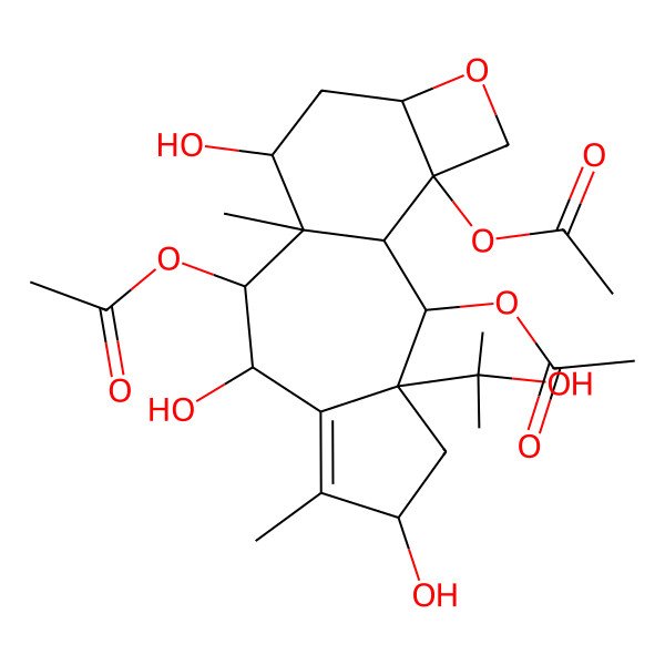 2D Structure of [2,16-Diacetyloxy-5,8,11-trihydroxy-3-(2-hydroxypropan-2-yl)-6,10-dimethyl-14-oxatetracyclo[8.6.0.03,7.013,16]hexadec-6-en-9-yl] acetate