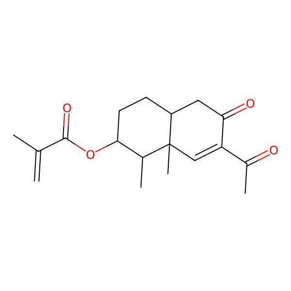 2D Structure of [(1R,2S,4aR,8aR)-7-acetyl-1,8a-dimethyl-6-oxo-1,2,3,4,4a,5-hexahydronaphthalen-2-yl] 2-methylprop-2-enoate