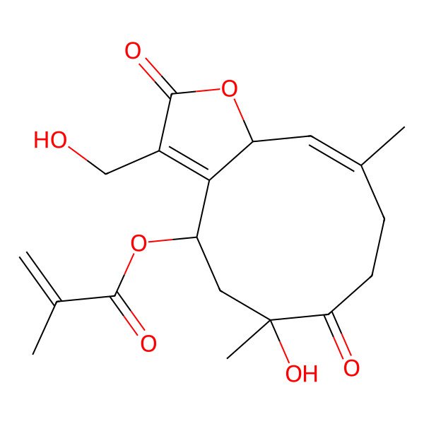 2D Structure of [6-hydroxy-3-(hydroxymethyl)-6,10-dimethyl-2,7-dioxo-5,8,9,11a-tetrahydro-4H-cyclodeca[b]furan-4-yl] 2-methylprop-2-enoate