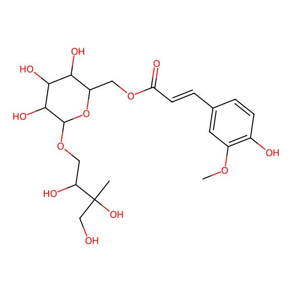 2D Structure of [3,4,5-Trihydroxy-6-(2,3,4-trihydroxy-3-methylbutoxy)oxan-2-yl]methyl 3-(4-hydroxy-3-methoxyphenyl)prop-2-enoate