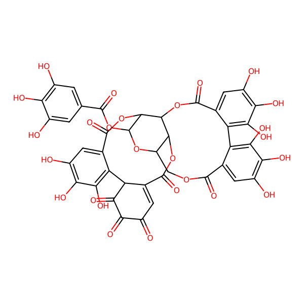 2D Structure of (9,10,11,27,28,29,32,33,34-Nonahydroxy-6,14,15,16,19,24,37-heptaoxo-2,5,20,23,38-pentaoxaheptacyclo[19.18.0.04,22.07,12.013,18.025,30.031,36]nonatriaconta-7,9,11,17,25,27,29,31,33,35-decaen-3-yl) 3,4,5-trihydroxybenzoate
