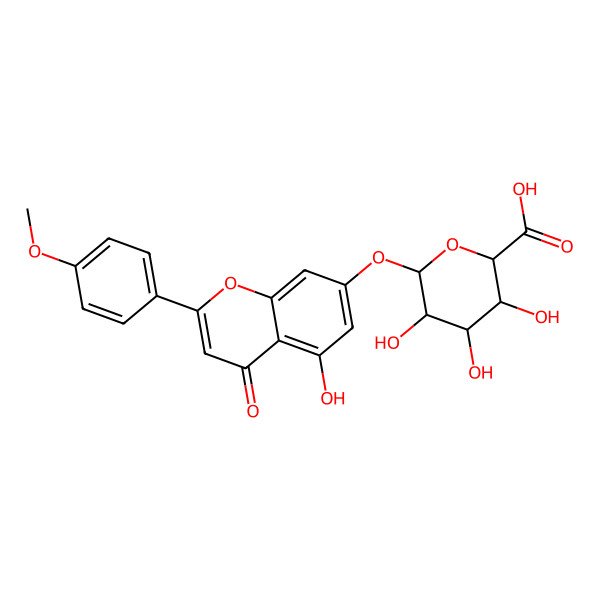 2D Structure of (2S,3S,4S,5R,6R)-3,4,5-trihydroxy-6-[5-hydroxy-2-(4-methoxyphenyl)-4-oxochromen-7-yl]oxyoxane-2-carboxylic acid