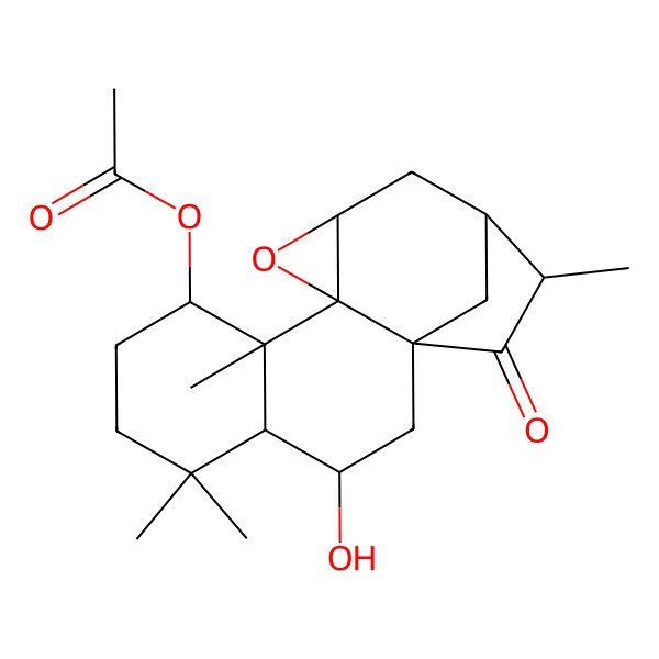 2D Structure of (3-Hydroxy-5,5,9,15-tetramethyl-16-oxo-11-oxapentacyclo[12.2.1.01,10.04,9.010,12]heptadecan-8-yl) acetate