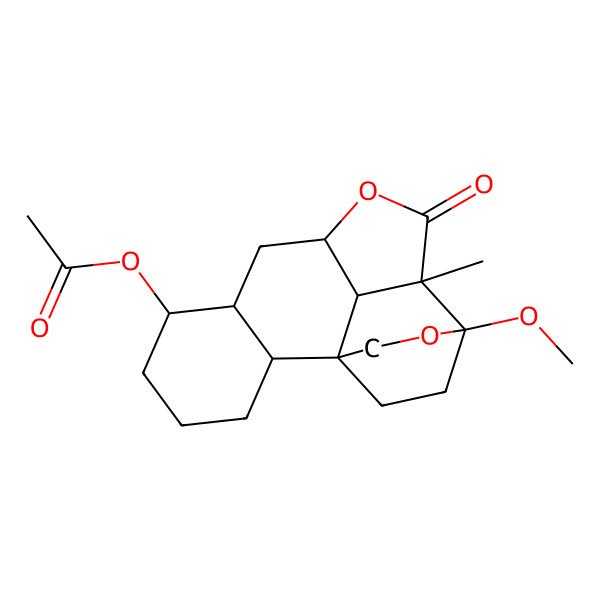 2D Structure of [(1S,6S,9R,12R,13R)-13-methoxy-12-methyl-11-oxo-10,14-dioxapentacyclo[11.2.2.11,9.02,7.012,18]octadecan-6-yl] acetate