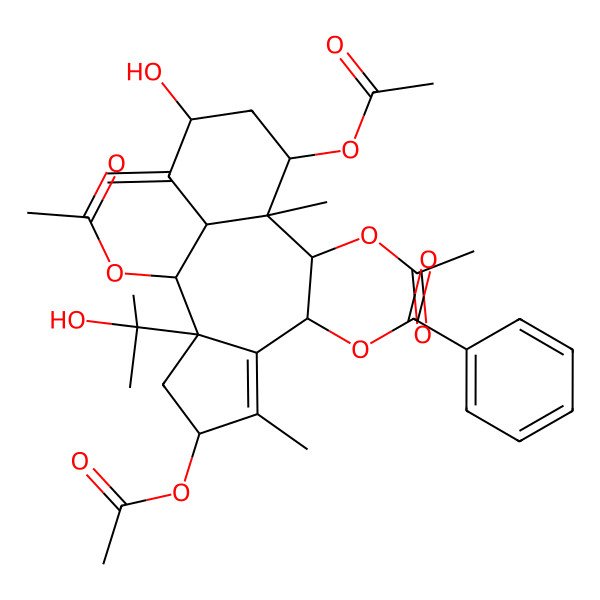 2D Structure of [(2S,4R,5R,5aS,6S,8S,9aR,10S,10aS)-2,5,6,10-tetraacetyloxy-8-hydroxy-10a-(2-hydroxypropan-2-yl)-3,5a-dimethyl-9-methylidene-2,4,5,6,7,8,9a,10-octahydro-1H-benzo[g]azulen-4-yl] benzoate
