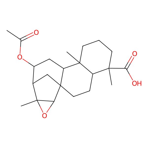 2D Structure of (1R,4S,5R,9S,10S,12S,13S,14S,16R)-12-acetyloxy-5,9,14-trimethyl-15-oxapentacyclo[11.3.1.01,10.04,9.014,16]heptadecane-5-carboxylic acid