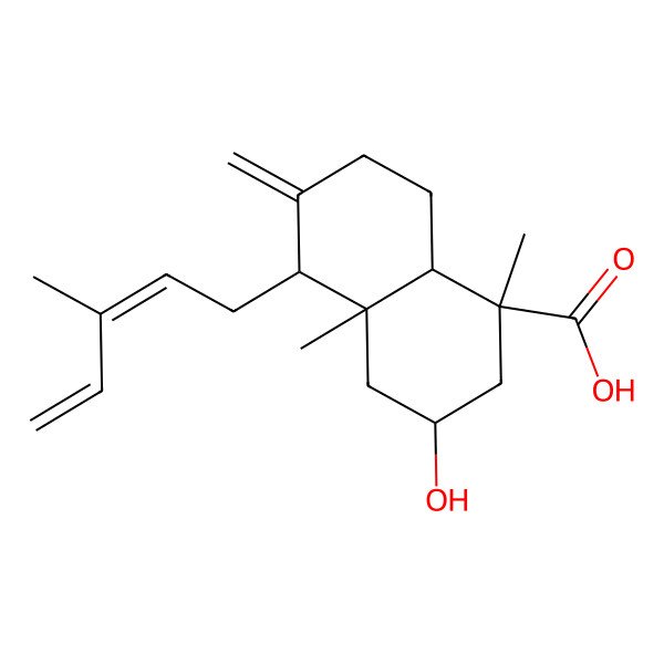 2D Structure of (1R,3R,4aR,5S,8aR)-3-hydroxy-1,4a-dimethyl-6-methylene-5-[(2E)-3-methylpenta-2,4-dienyl]decalin-1-carboxylic acid