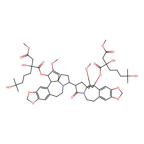 2D Structure of 1-O-[(2S,3S,6S,9S)-9-[(2S,3S,6S,8S)-3-[(2R)-2,6-dihydroxy-2-(2-methoxy-2-oxoethyl)-6-methylheptanoyl]oxy-4-methoxy-9-oxo-16,18-dioxa-10-azapentacyclo[11.7.0.02,6.06,10.015,19]icosa-1(20),4,13,15(19)-tetraen-8-yl]-4-methoxy-16,18-dioxa-10-azapentacyclo[11.7.0.02,6.06,10.015,19]icosa-1(20),4,13,15(19)-tetraen-3-yl] 4-O-methyl (2R)-2-hydroxy-2-(4-hydroxy-4-methylpentyl)butanedioate