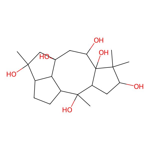 2D Structure of (1R,2R,3S,5S,7R,8R,10S,12R,13R,16R)-2,6,6,12-tetramethyltetracyclo[8.5.1.03,7.013,16]hexadecane-2,5,7,8,10,12-hexol