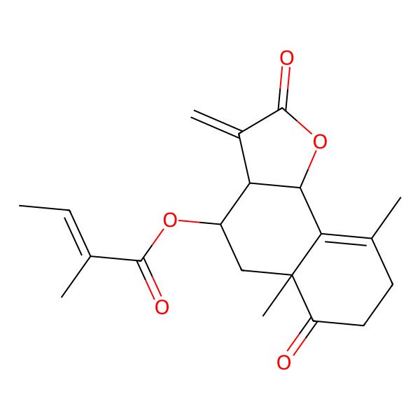 2D Structure of [(3aR,4R,5aR,9bS)-5a,9-dimethyl-3-methylidene-2,6-dioxo-3a,4,5,7,8,9b-hexahydrobenzo[g][1]benzofuran-4-yl] (Z)-2-methylbut-2-enoate
