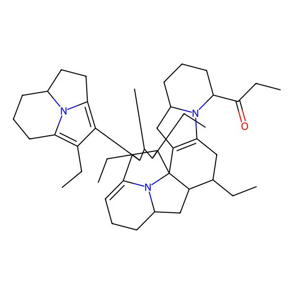 2D Structure of 1-[12,20,23-Triethyl-21-(2-ethyl-11-azatricyclo[5.3.1.04,11]undeca-1,3-dien-3-yl)-22-methyl-9,25-diazaheptacyclo[13.9.1.01,13.02,10.04,9.019,25.020,24]pentacosa-2(10),18-dien-8-yl]propan-1-one