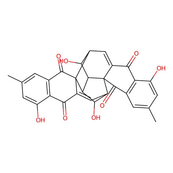 2D Structure of (1S,2R,13R,14R,15R,16R,17R,28R)-8,14,23,28-tetrahydroxy-6,21-dimethyloctacyclo[14.11.1.02,11.02,15.04,9.013,17.017,26.019,24]octacosa-4(9),5,7,11,19(24),20,22,26-octaene-3,10,18,25-tetrone