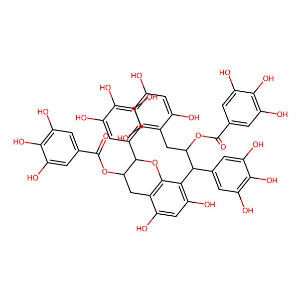 2D Structure of [(2R,3R)-5,7-dihydroxy-8-[(1R,2R)-2-(3,4,5-trihydroxybenzoyl)oxy-3-(2,4,6-trihydroxyphenyl)-1-(3,4,5-trihydroxyphenyl)propyl]-2-(3,4,5-trihydroxyphenyl)-3,4-dihydro-2H-chromen-3-yl] 3,4,5-trihydroxybenzoate