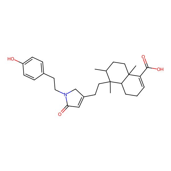 2D Structure of 5-[2-[1-[2-(4-hydroxyphenyl)ethyl]-5-oxo-2H-pyrrol-3-yl]ethyl]-5,6,8a-trimethyl-3,4,4a,6,7,8-hexahydronaphthalene-1-carboxylic acid