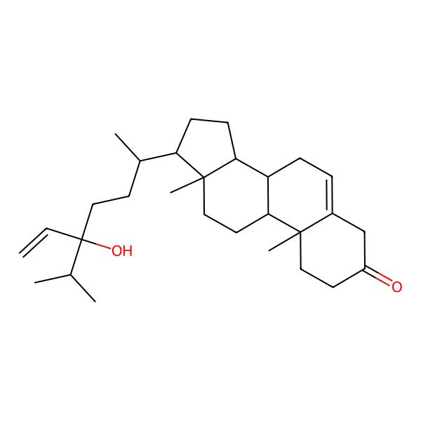 2D Structure of (10R,13R)-17-(5-hydroxy-5-propan-2-ylhept-6-en-2-yl)-10,13-dimethyl-1,2,4,7,8,9,11,12,14,15,16,17-dodecahydrocyclopenta[a]phenanthren-3-one