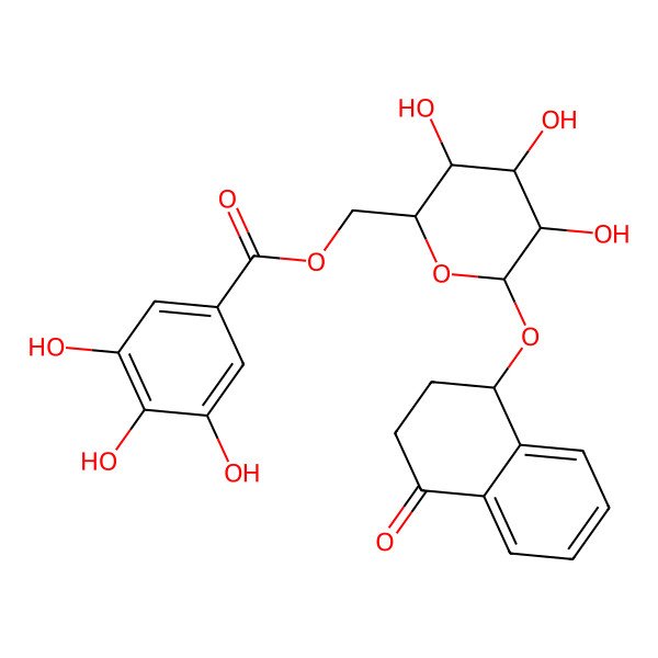 2D Structure of [(2R,3S,4S,5R,6R)-3,4,5-trihydroxy-6-[[(1S)-4-oxo-2,3-dihydro-1H-naphthalen-1-yl]oxy]oxan-2-yl]methyl 3,4,5-trihydroxybenzoate