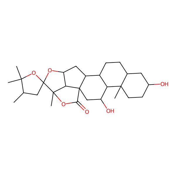 2D Structure of 3,8-Dihydroxy-2',2',3',5,19-pentamethylspiro[17,20-dioxahexacyclo[14.5.1.01,14.04,13.05,10.019,22]docosane-18,5'-oxolane]-21-one