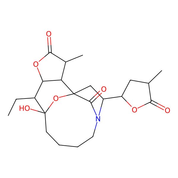 2D Structure of 10-Ethyl-9-hydroxy-14-methyl-3-(4-methyl-5-oxooxolan-2-yl)-12,16-dioxa-4-azatetracyclo[7.6.1.11,4.011,15]heptadecane-13,17-dione