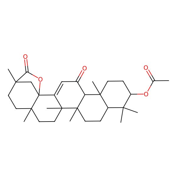 2D Structure of (6,10,10,14,15,18,21-Heptamethyl-4,22-dioxo-23-oxahexacyclo[19.2.1.01,18.02,15.05,14.06,11]tetracos-2-en-9-yl) acetate