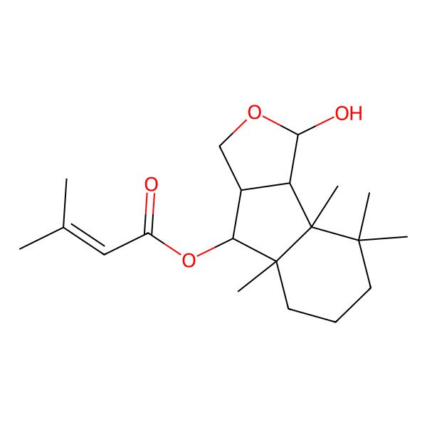 2D Structure of [(1R,3aS,4S,4aR,8aS,8bS)-1-hydroxy-4a,8,8,8a-tetramethyl-1,3,3a,4,5,6,7,8b-octahydroindeno[1,2-c]furan-4-yl] 3-methylbut-2-enoate