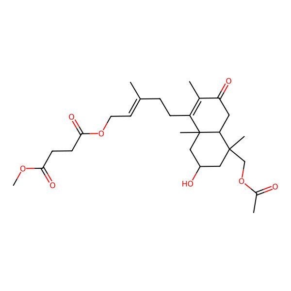 2D Structure of 4-O-[(E)-5-[(4aR,5S,7R,8aS)-5-(acetyloxymethyl)-7-hydroxy-2,5,8a-trimethyl-3-oxo-4a,6,7,8-tetrahydro-4H-naphthalen-1-yl]-3-methylpent-2-enyl] 1-O-methyl butanedioate