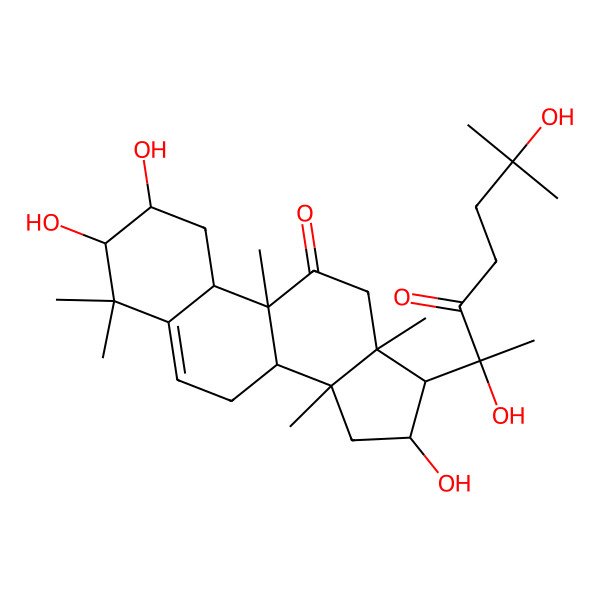 2D Structure of (2S,3S,8R,9R,10R,13R,14S,16R,17R)-17-[(2R)-2,6-dihydroxy-6-methyl-3-oxoheptan-2-yl]-2,3,16-trihydroxy-4,4,9,13,14-pentamethyl-1,2,3,7,8,10,12,15,16,17-decahydrocyclopenta[a]phenanthren-11-one