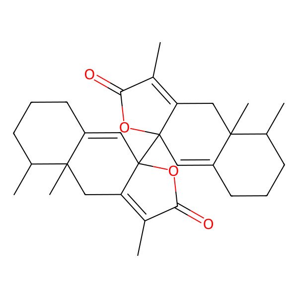 2D Structure of (4aR,5S,9aR)-9a-[(4aR,5S,9aR)-3,4a,5-trimethyl-2-oxo-5,6,7,8-tetrahydro-4H-benzo[f][1]benzofuran-9a-yl]-3,4a,5-trimethyl-5,6,7,8-tetrahydro-4H-benzo[f][1]benzofuran-2-one