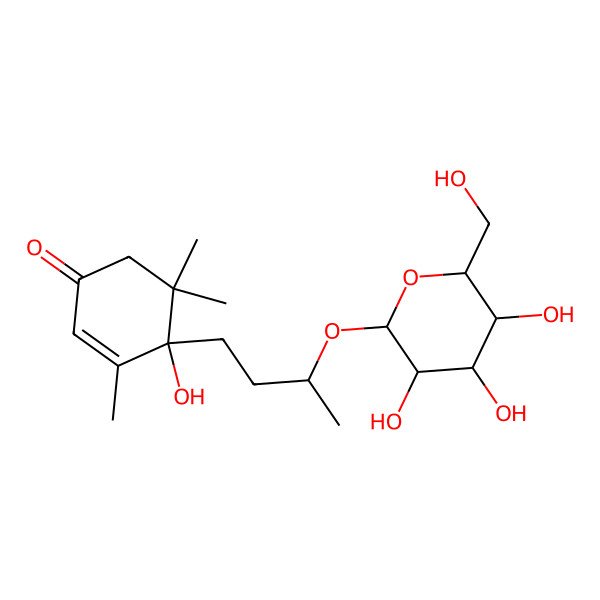 2D Structure of (4S)-4-hydroxy-3,5,5-trimethyl-4-[(3S)-3-[(2R,3R,4S,5S,6R)-3,4,5-trihydroxy-6-(hydroxymethyl)oxan-2-yl]oxybutyl]cyclohex-2-en-1-one