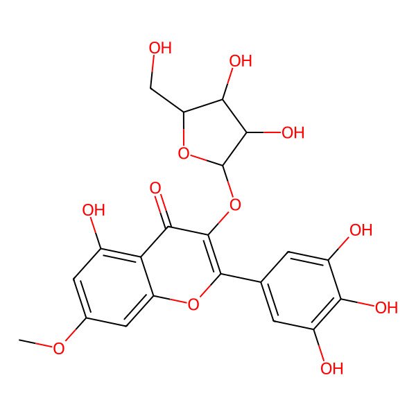 2D Structure of 3-[3,4-Dihydroxy-5-(hydroxymethyl)oxolan-2-yl]oxy-5-hydroxy-7-methoxy-2-(3,4,5-trihydroxyphenyl)chromen-4-one