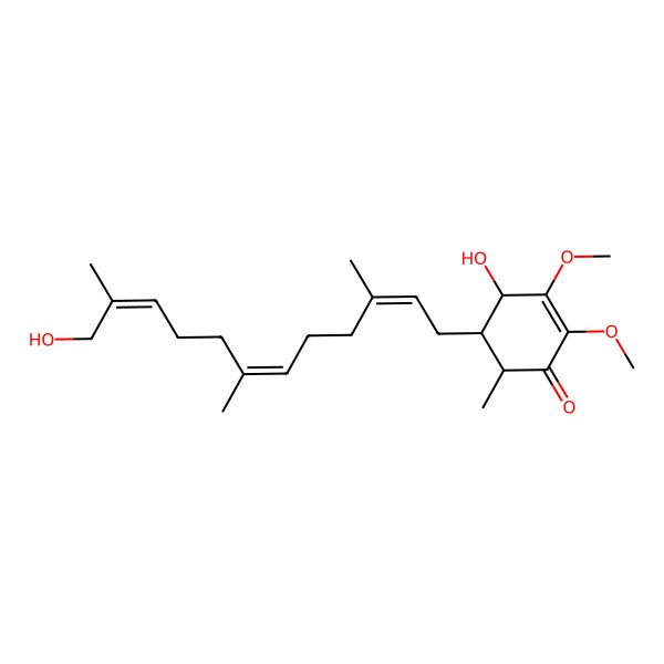 2D Structure of 4-Hydroxy-5-(12-hydroxy-3,7,11-trimethyldodeca-2,6,10-trienyl)-2,3-dimethoxy-6-methylcyclohex-2-en-1-one