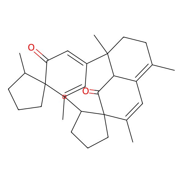 2D Structure of (2S,2'R,8S,8aR)-8-[(4R,5S)-4,6-dimethyl-10-oxospiro[4.5]deca-6,8-dien-8-yl]-2',3,5,8-tetramethylspiro[7,8a-dihydro-6H-naphthalene-2,1'-cyclopentane]-1-one
