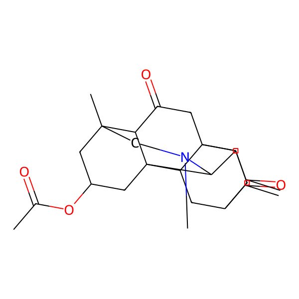 2D Structure of [(3S,5R,8R,14S,18R)-5,7-dimethyl-12-methylidene-10,16-dioxo-7-azahexacyclo[9.6.2.01,8.05,17.09,14.014,18]nonadecan-3-yl] acetate