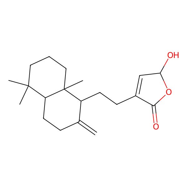 2D Structure of 4-[2-(5,5,8a-trimethyl-2-methylidene-3,4,4a,6,7,8-hexahydro-1H-naphthalen-1-yl)ethyl]-2-hydroxy-2H-furan-5-one