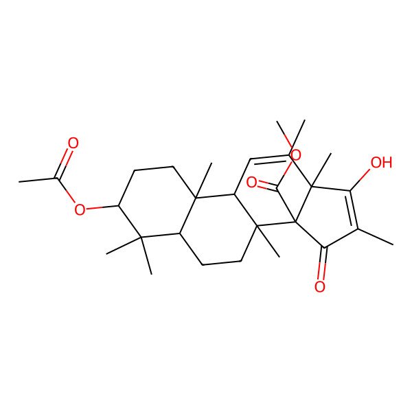 2D Structure of methyl 3-acetyloxy-17-hydroxy-4,4,8,10,12,13,16-heptamethyl-15-oxo-2,3,5,6,7,9-hexahydro-1H-cyclopenta[a]phenanthrene-14-carboxylate
