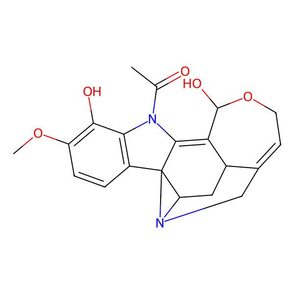 2D Structure of 1-(9,14-Dihydroxy-8-methoxy-15-oxa-1,11-diazahexacyclo[16.3.1.04,12.04,21.05,10.013,19]docosa-5(10),6,8,12,17-pentaen-11-yl)ethanone
