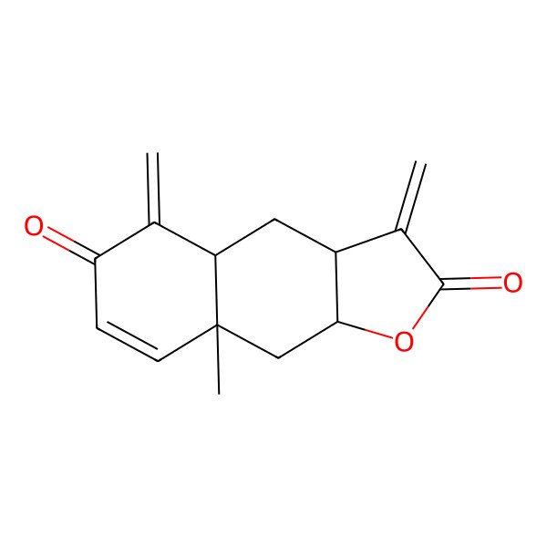 2D Structure of (3aR,4aS,8aR,9aR)-8a-methyl-3,5-dimethylidene-4,4a,9,9a-tetrahydro-3aH-benzo[f][1]benzofuran-2,6-dione