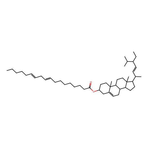 2D Structure of [17-(5-ethyl-6-methylhept-3-en-2-yl)-10,13-dimethyl-2,3,4,7,8,9,11,12,14,15,16,17-dodecahydro-1H-cyclopenta[a]phenanthren-3-yl] octadeca-9,12-dienoate