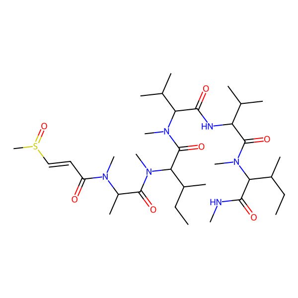 2D Structure of N,3-dimethyl-2-[methyl-[3-methyl-2-[[3-methyl-2-[methyl-[3-methyl-2-[methyl-[2-[methyl(3-methylsulfinylprop-2-enoyl)amino]propanoyl]amino]pentanoyl]amino]butanoyl]amino]butanoyl]amino]pentanamide