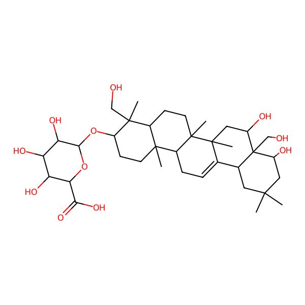 2D Structure of 6-[[8,9-Dihydroxy-4,8a-bis(hydroxymethyl)-4,6a,6b,11,11,14b-hexamethyl-1,2,3,4a,5,6,7,8,9,10,12,12a,14,14a-tetradecahydropicen-3-yl]oxy]-3,4,5-trihydroxyoxane-2-carboxylic acid