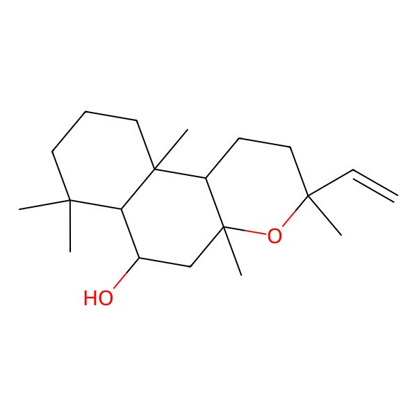 2D Structure of (3R,4aR,6S,6aS,10aS,10bR)-3-ethenyl-3,4a,7,7,10a-pentamethyl-2,5,6,6a,8,9,10,10b-octahydro-1H-benzo[f]chromen-6-ol