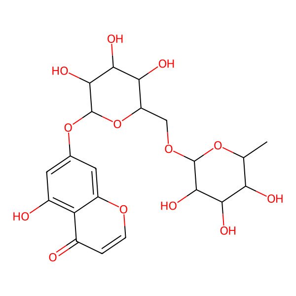 2D Structure of 5-Hydroxy-7-[3,4,5-trihydroxy-6-[(3,4,5-trihydroxy-6-methyloxan-2-yl)oxymethyl]oxan-2-yl]oxychromen-4-one