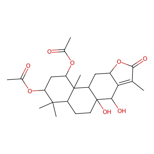 2D Structure of [(1S,3S,4aR,6aS,7S,10aR,11aS,11bR)-1-acetyloxy-6a,7-dihydroxy-4,4,8,11b-tetramethyl-9-oxo-1,2,3,4a,5,6,7,10a,11,11a-decahydronaphtho[2,1-f][1]benzofuran-3-yl] acetate